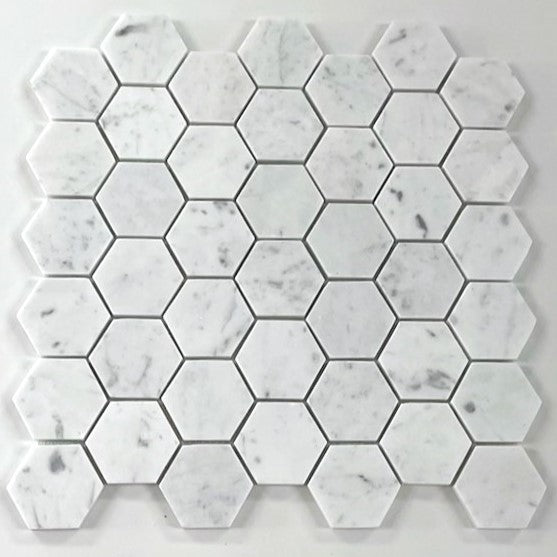 white Carrara Hex P2x2