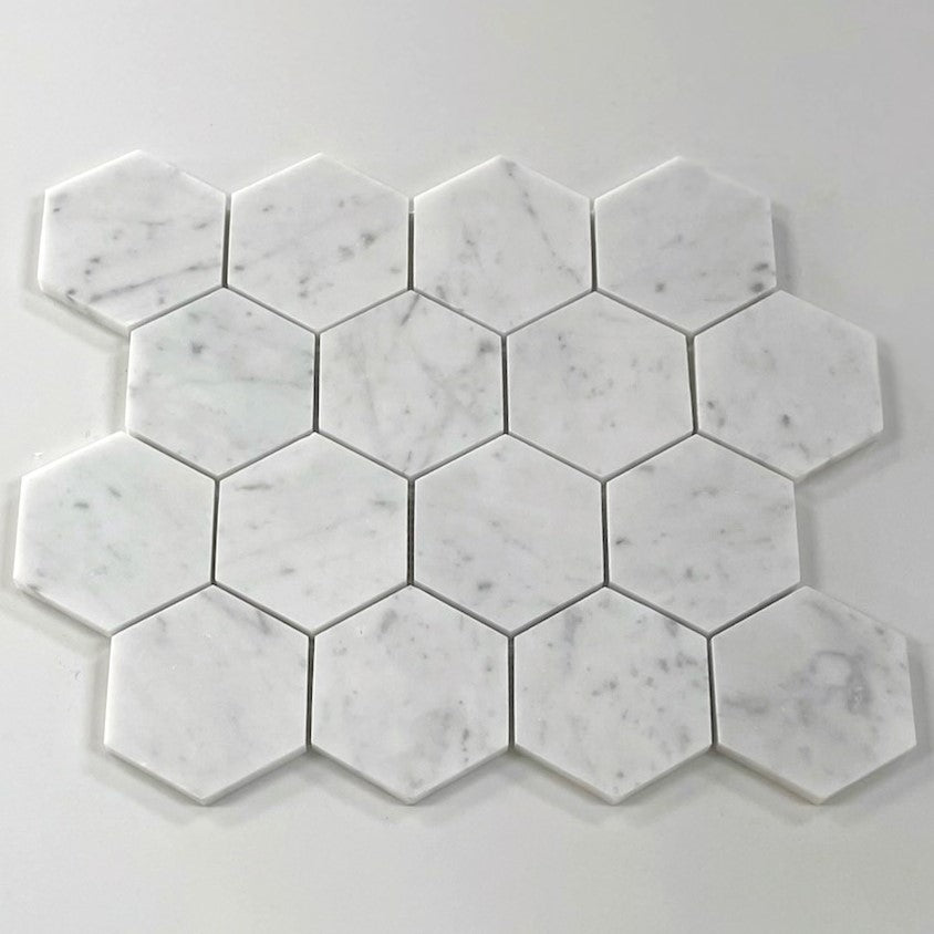 white Carrara Hex P3x3