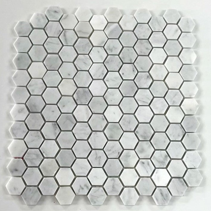 white Carrara Hex P1x1 (Mosaic white Carrara Hex Polished 1 x 1)