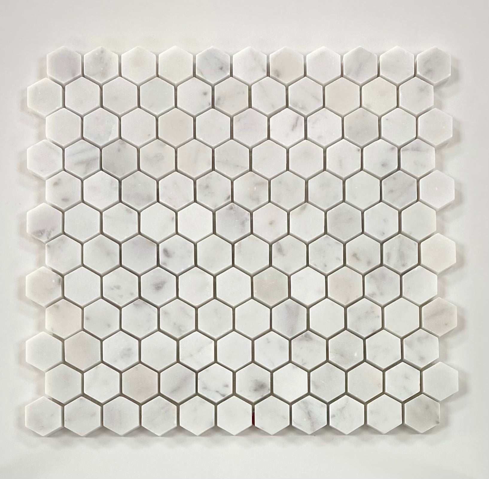 white Carrara Hex Honed 1x1